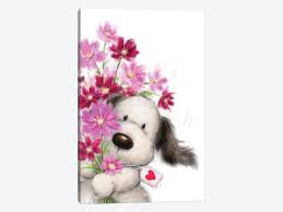 Maybe you would like to learn more about one of these? Dog With Flowers I Art Print By Makiko Icanvas