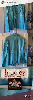 Teal Blue Bradley Bayou Leather Jacket Sz Xl Blue Leather Jacket Leather Jacket Teal Blue