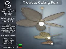 Show your current excites with tropical design outdoor ceiling fans, have a look at whether you undoubtedly enjoy that choice couple of years from today. Second Life Marketplace Riders Tropical Ceiling Fan W Menu Driven Rotation Lights On Off