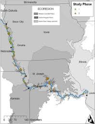 map of the lower missouri river floodplain wetlands studied