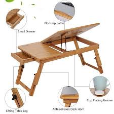 1pc Adjustable Bamboo Rack Shelf Dormitory Bed Lap Desk Two Flowers Book Reading Tray Stand Laptop Bed Table Bed Laptop Table For Bed Bed Tray Table Bed Tray