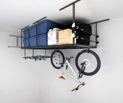 Gr48 H 4x8 Overhead Garage Storage Rack W Hooks Black White Ceiling Storage Rack Garage Storage Racks Ceiling Storage