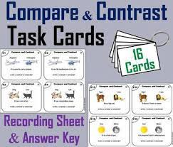 Compare And Contrast Task Cards Activity Reading Comprehension Task Cards Ela Task Cards 2nd Grade Reading Comprehension