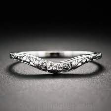 Lang Collection Floral Motif Contoured Wedding Band Vintage Wedding Jewelry Contour Wedding Band Diamond Engagement Rings Vintage