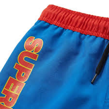 Bermuda de Baño Infantil Superman de Poliéster con Cordón Azul Royal