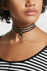 O Ring Cutout Faux Leather Choker Halsband