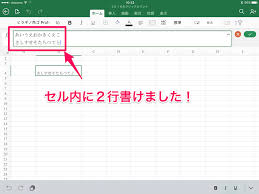 Ipad版excelの使い方 セル内に２行文字を入力する方法 Ipad初心者のための使い方入門