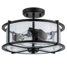 Allen Roth 13 In Black Transitional Incandescent Semi Flush Mount Light Lowes Com Flush Mount Lighting Semi Flush Mount Lighting Industrial Flush Mount Lighting