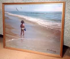A Girl On Beach Lithograph By Adolf Sehring Beach Girls Art Lithograph