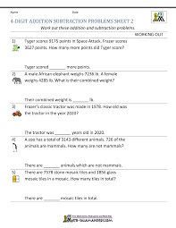 For example (d) inverse of addition : 3rd Grade Addition And Subtraction Word Problems