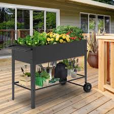 Elevated raised bed gardening is an excellent way to grow a wide array of fruits, vegetables, flowers, herbs, and even shrubs. Kingso Planter Garden Bed Elevated Planter Box On Wheels Metal Elevated Garden Bed Raised Garden Bed Outdoor With Shelf In Backyard Patio 42x19x31inch Black Walmart Com Walmart Com