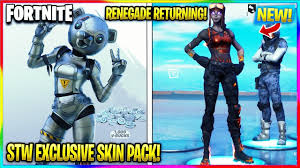 The renegade raider is one of the last surviving og skins still in fortnite, it only being available during season 1 under very specific caveats. Fortnite New Stw Exclusive Skin Pack Renegade Raider Returning Fortnite Chapter 2 Season 3 Youtube