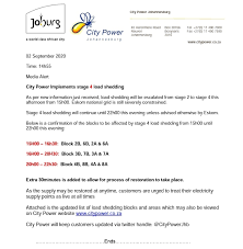 The current stage 3 is a large stage of reduction, and there are sometimes occasions when the full stage is not required, eskom said. Citypowerjhb On Twitter Update Loadshedding City Power Implements Stage 4 Load Shedding Hn