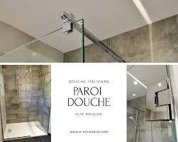 Cabine De Douche En Verre Trempe Sur Mesure Compose D Un Element Fixe Avec Raidisseur Et D Un Porte Sur Cha Douche En Verre Douche Italienne Miroir Sur Mesure