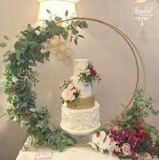 Wedding Cake Hoop Wedding Cake Stand Inspiration Floral Hoop Wedding Cake Rose Ruffle Wedding Cake Wedding Cake Display Wedding Cake Stands Diy Wedding Cake