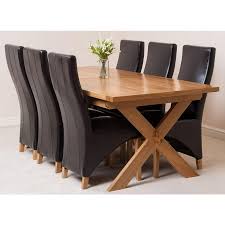 Our collection of contemporary leather chairs blend in with the modern design of a home or restaurant. Vermont Dining Set With 6 Brown Chairs Oak Furniture King