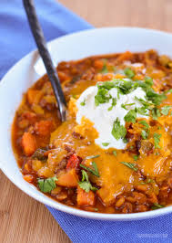 It's my favorite vegetarian chili of the moment. Sweet Potato Vegetable And Lentil Chilli Slimming World Recipes