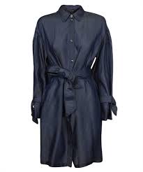 Giubboni blu scuro trapuntato con bottoni e interno di felpa grigia con cerniera armani junior taglia 10/12 anni bottoni a pressione con logo. Emporio Armani 3k2a62 2df5z Washed Tencel Denim Shirt Abito Blu