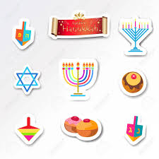Japanese people use 3 different japanese symbols. Hanukkah Jewish Holiday Traditional Symbols Stickers Set Donuts Cookies Dreidel Spinning Top Candles With Fire Flame Candelabrum Title On Scroll Baner Logo Collection Cut Paper Style Royalty Free Cliparts Vectors And
