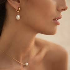 Large Pearl Hoop Earrings, Freshwater Natural Pearl Hoops, Pearl Gold Hoop  Earrings