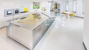 Inomak et311a stainless steel wall mounted storage cupboard 1100mm wide. Polished Stainless Steel Kitchen In This House With Large Stainless Steel Island White Cabinets Youtube