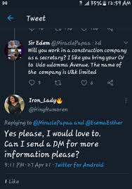 Na umoh uduak wey be iniobong umoren friend enta twitter on thursday (29/04/2020) say she top tori. Lw2t70 Abvkesm