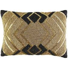 Black And Gold Art Deco Cushions Beaded Modern Lumbar Pillow Black Gold Glam Pillows Beaded Pillow Embellished Pillows
