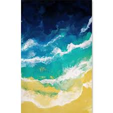 Abstract beach watercolor painting / modern coastal wall art / ocean art / nature prints / beach bathroom decor / coral & teal decor. Abstract Ocean Waves Painting Painting Inspired
