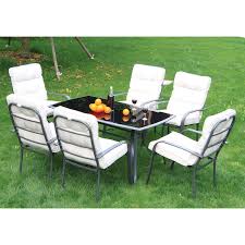 Outsunny 7pc Metal Dining Set Table Chairs Set Garden Patio Furniture Outdoor Seater With Cushions Garden Furniture Sets Outdoor Patio Furniture Patio Garden