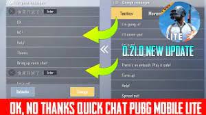 0 21 0 Pubg Mobile Lite Update Ok No Quick Chat How To Add Ok No Quick Voice Chat In Pubg Mobile Li Youtube