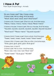 Free I Have A Pet Lyrics Poster From Super Simple Learning Songs For Toddlers Preschool Songs Pets Preschool Theme