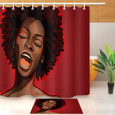 African American Black Art Shower Curtains Afro African American Black Girl Makeup Shower Curtain 180cm Bathroom Liner Set Black Girl Makeup Girls Makeup Afro Girl
