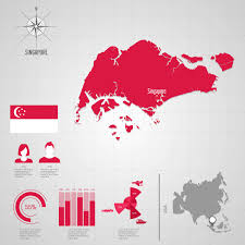 Central region, east region, north region. Map Singapore