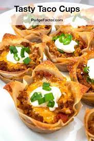 Tasty Taco Cups Pudge Factor Recipe Taco Cups Tasty Easy To Make Appetizers
