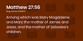 Matthew 27:56 KJV - Among which was Mary Magdalene, and Mary the mother of  James and Joses, and the mother of Zebedee's children.