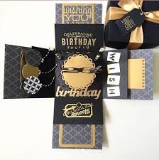 Black And Gold Card Box 26th Birthday Explosion Box Card In Gold And Black Exploding Gift Box Birthday Explosion Box Exploding Box Card