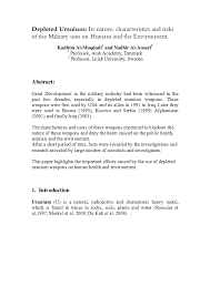 Depleted uranium is uranium of almost entirely 238u, due to the vast removal of the other isotopes. Pdf Depleted Uranium Its Nature Characteristics And Risks Of The Military Uses On Humans And The Environment Nadhir Al Ansari Academia Edu