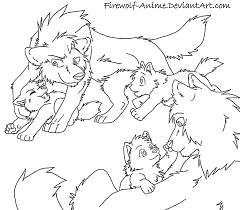 Small Wolf Family Line Art Anime Wolf Dog Line Art Wolf Drawing
