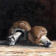 Daily Paintworks Two Mushrooms By Peter J Sandford Still Life Painting Quirky Art Art