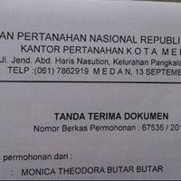 Tanda terima berkas dokumen adalah tanda bukti penerimaan berupa berkas dokumen atau surat menyurat. Badan Pertanahan Nasional Kantor Pertanahan Kota Medan Jl Jend Besar A H Nasution No 7