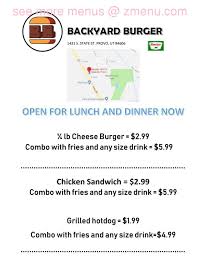 Grillin' and chillin' in ftl. Online Menu Of Backyard Burger Restaurant Provo Utah 84606 Zmenu