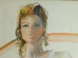 Marcel Carles Portrait of Rita #55 Original Watercolor