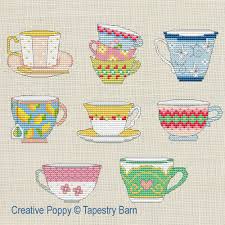 This counted cross stitch pattern of an anemone teacup was created from the beautiful artwork of don squires. Teacups Bowls Plates Patterns To Cross Stitch