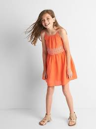 Gap Girls Embroidery Double Layer Spaghetti Dress Neon Orange Bolt Size Xxl Girl Fashion Dresses Girls Dresses