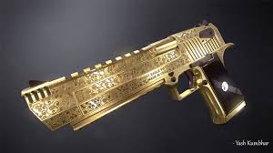(missing on the picture 1911/desert eagle). Artstation Golden Engraved Desert Eagle 50ae Yash Kumbhar Captainpawnz