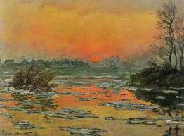 Monet 1880 Coucher De Soleil Sur La Seine En Hiver Artist Monet Claude Monet Paintings Monet Art