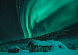 Beautiful northern lights in iceland above little village. Hd Wallpaper Aurora Borealis Cabin Night Northern Lights Norway Snow Wallpaper Flare