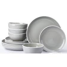 Black And White Dinner Plates Uk Halo 12 Piece Dinnerware Set Service For 4 Waterside Dinnerware Tableware Dinner Sets