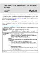 Inquiry, especially patient or thorough inquiry or examination; Considerations In The Investigation Of Cases And Clusters Of Covid 19 Interim Guidance 2 April 2020