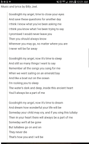 Lullaby By Billy Joel Lullaby Lyrics Father Daughter Dance Songs Old Country Music